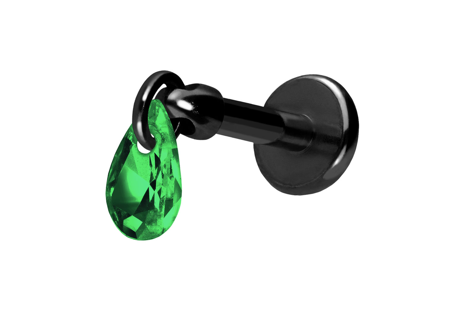 Titan Labret Piercing mit Push Fit KRISTALLTROPFEN